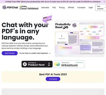 Screenshot of the site of PDFChat