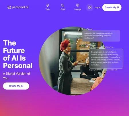 Screenshot of the site of Personal AI