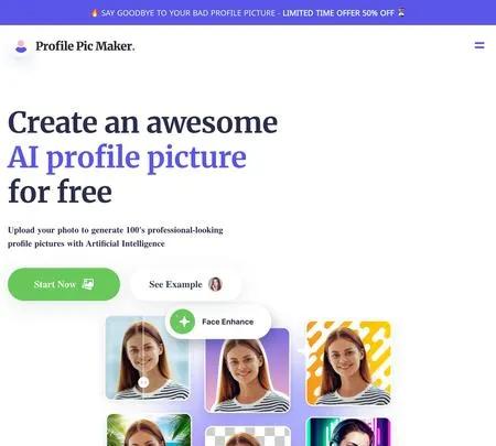 Screenshot of the site of Profile Pic Maker