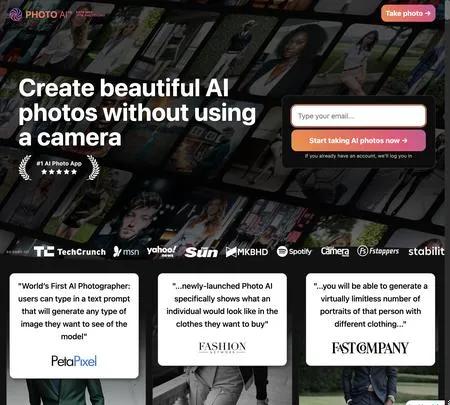 Screenshot of the site of Photo AI