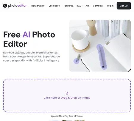 Screenshot of the site of Photo Editor AI