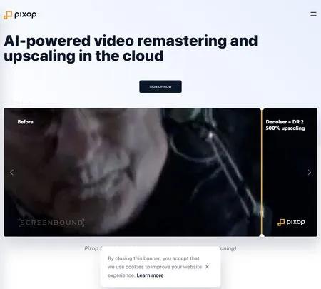 Screenshot of the site of Pixop