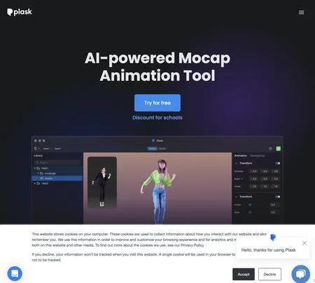 Screenshot of the site of Plask