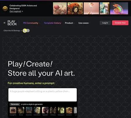 Screenshot of the site of Playbook.com
