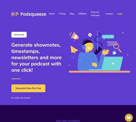 Screenshot of the site of Podsqueeze