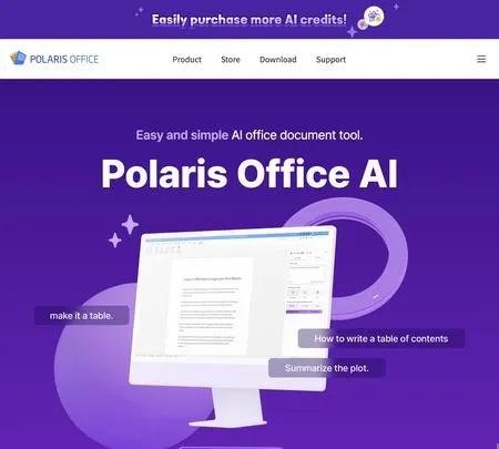 Screenshot of the site of Polaris Office
