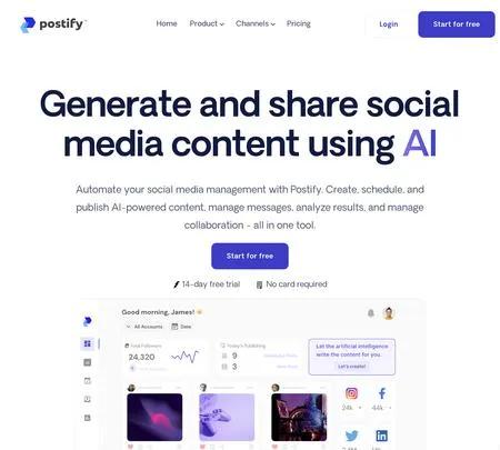 Screenshot of the site of Postify