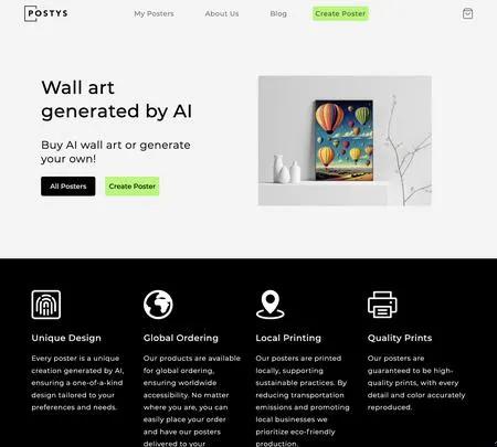 Screenshot of the site of Postys