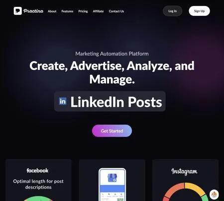 Screenshot of the site of Practina AI