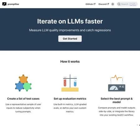 Screenshot of the site of Promptfoo