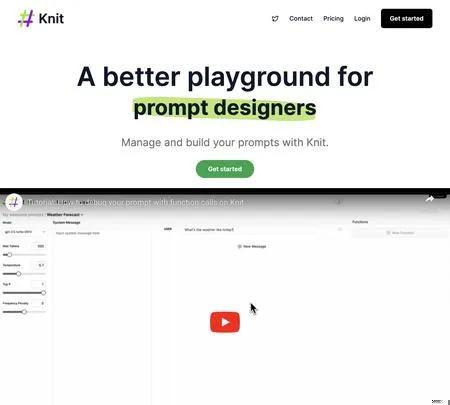 Screenshot of the site of Knit