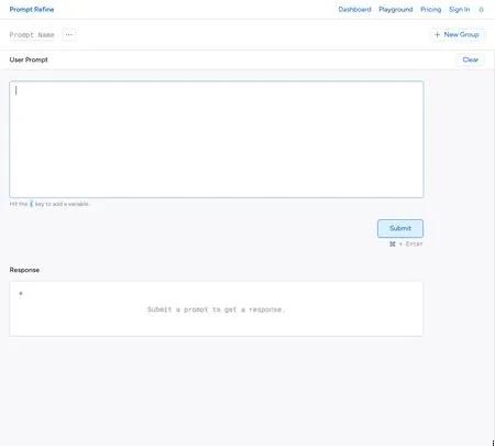 Screenshot of the site of Prompt Refine