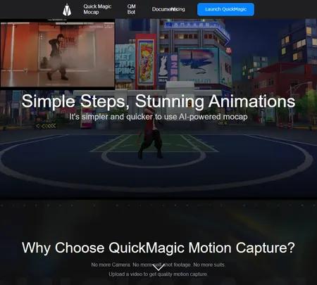 Screenshot of the site of QuickMagic