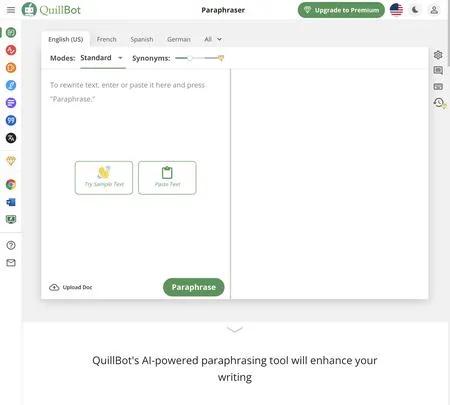 Screenshot of the site of QuillBot AI