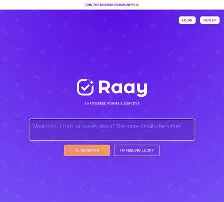 Screenshot of the site of Raay