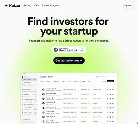 Screenshot of the site of Raizer