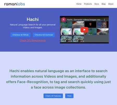 Screenshot of the site of Hachi