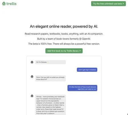 Screenshot of the site of Trellis