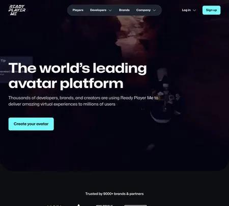 Screenshot of the site of Ready Player Me