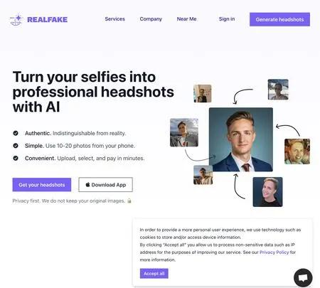 Screenshot of the site of Real Fake Photos