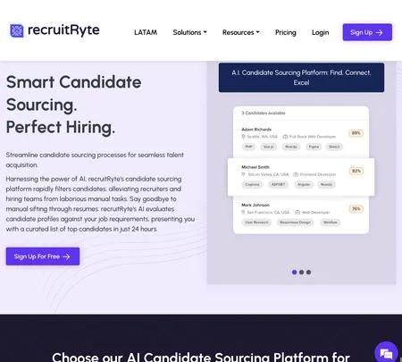 Screenshot of the site of RecruitRyte
