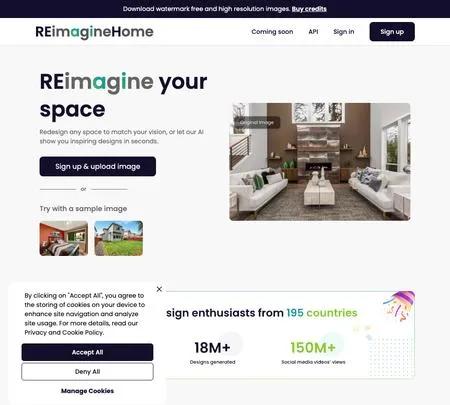 Screenshot of the site of REimagineHome
