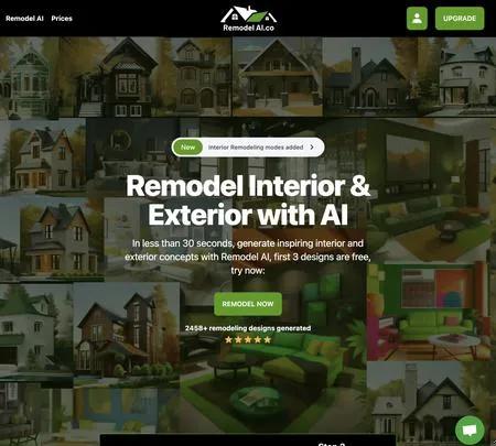 Screenshot of the site of Remodel AI