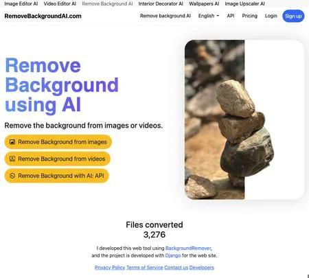 Screenshot of the site of Removebackgroundai