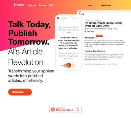 Screenshot of the site of Rimo