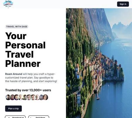Screenshot of the site of Roam Around App