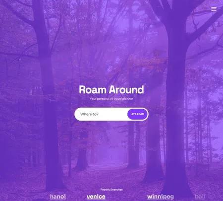 Screenshot of the site of Roam Around