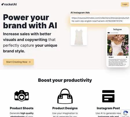 Screenshot of the site of Rocket AI