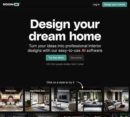 Screenshot of the site of Roomai