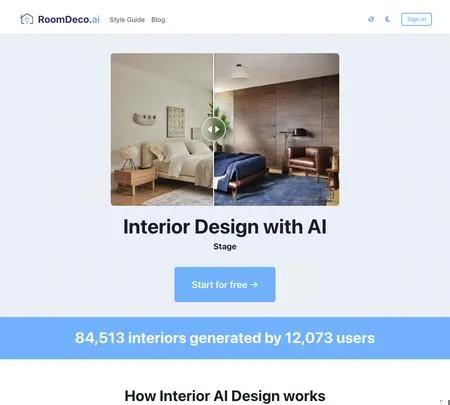 Screenshot of the site of RoomDeco