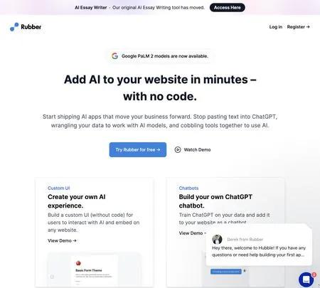 Screenshot of the site of Hubble AI