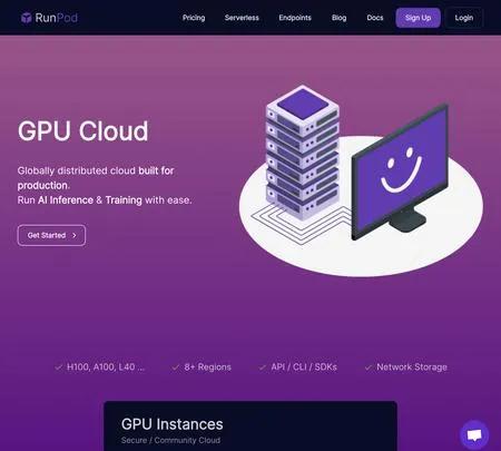 Screenshot of the site of GPU Cloud