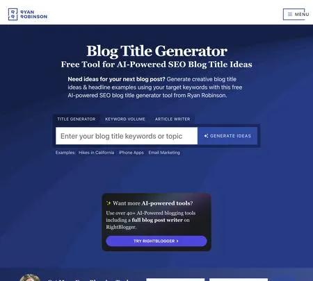 Screenshot of the site of Blog Title Generator