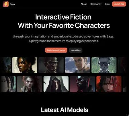 Screenshot of the site of Saga RPG