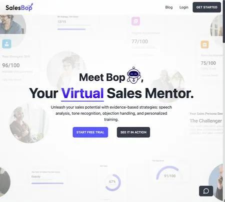 Screenshot of the site of SalesBop