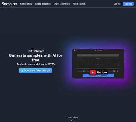 Screenshot of the site of Samplab