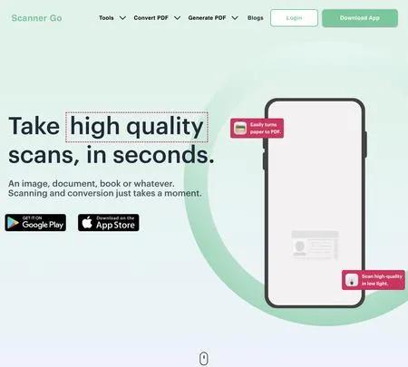 Screenshot of the site of ScannerGo