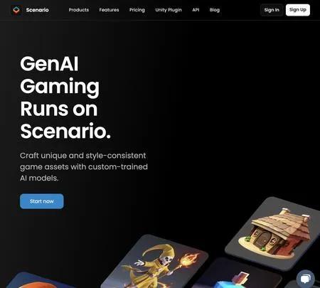 Screenshot of the site of Scenario