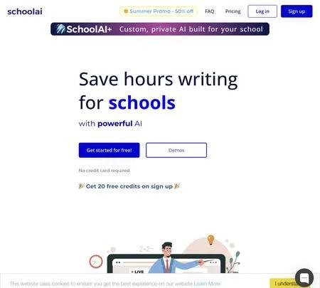 Screenshot of the site of SchoolAI