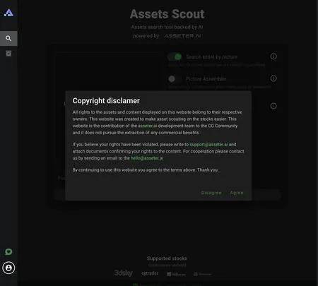 Screenshot of the site of Asseter