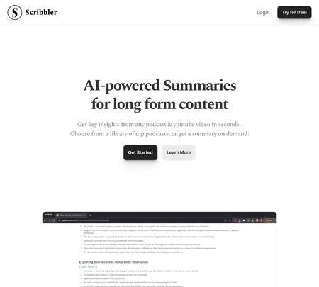 Screenshot of the site of Scribbler