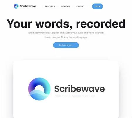 Screenshot of the site of Scribewave AI