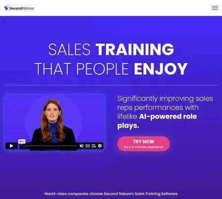 Screenshot of the site of Second Nature AI