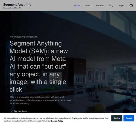 Screenshot of the site of Segment Anything