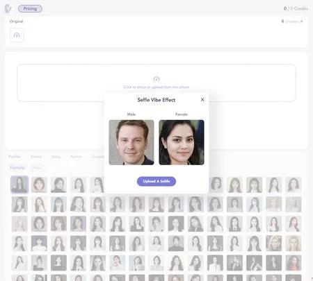 Screenshot of the site of Selfie Vibe