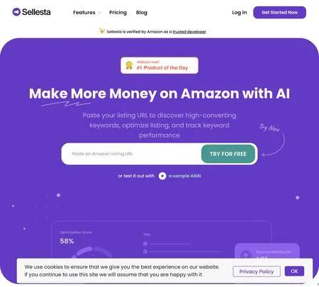 Screenshot of the site of Sellesta AI
